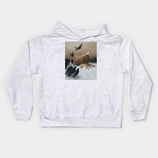 Anguish Oil Painting Remastered Sheep Kids Hoodie by soulfulprintss8